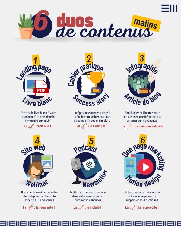 6 duos de contenus